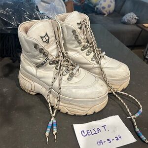 NAKED WOLFE Spike White Leather Shoes